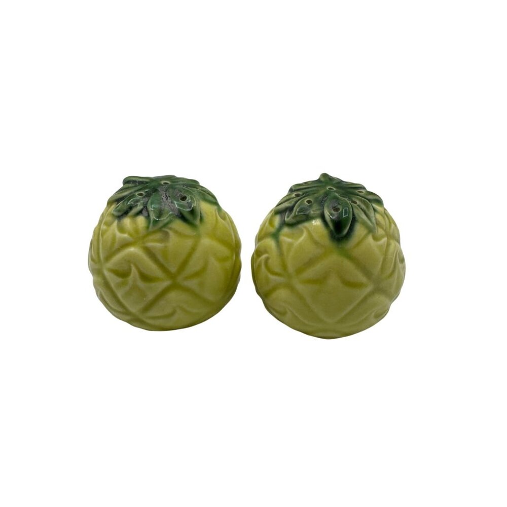 Vintage Ceramic Pineapple Salt & Pepper Shakers With Cork Stoppers